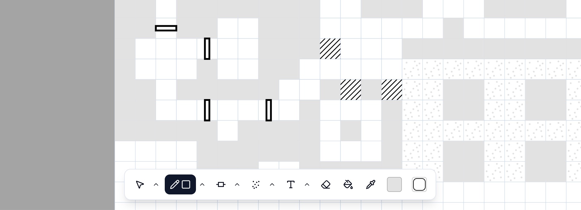 RPG Mapper editor zoomed in on an Eye of the Beholder style map